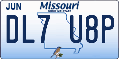 MO license plate DL7U8P