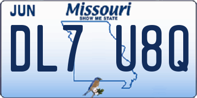 MO license plate DL7U8Q