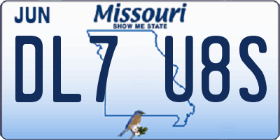 MO license plate DL7U8S