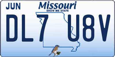 MO license plate DL7U8V