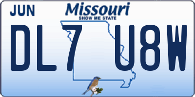 MO license plate DL7U8W