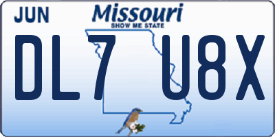 MO license plate DL7U8X