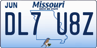 MO license plate DL7U8Z