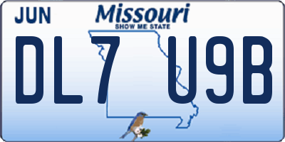 MO license plate DL7U9B
