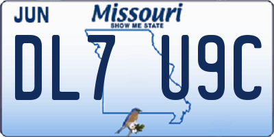 MO license plate DL7U9C