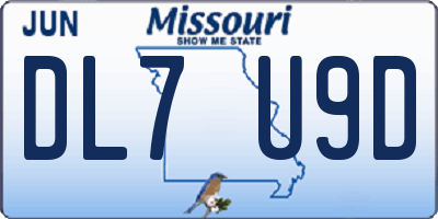 MO license plate DL7U9D