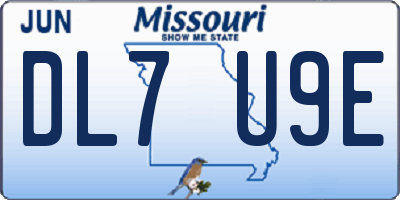 MO license plate DL7U9E