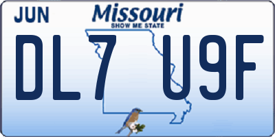 MO license plate DL7U9F