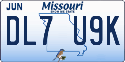 MO license plate DL7U9K