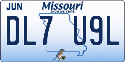 MO license plate DL7U9L