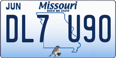 MO license plate DL7U9O