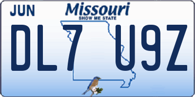 MO license plate DL7U9Z