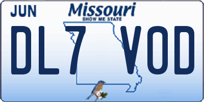 MO license plate DL7V0D