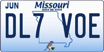 MO license plate DL7V0E