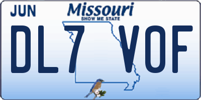 MO license plate DL7V0F