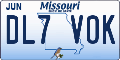 MO license plate DL7V0K
