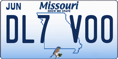 MO license plate DL7V0O
