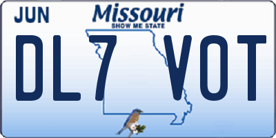 MO license plate DL7V0T