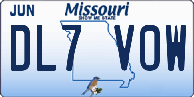 MO license plate DL7V0W