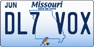 MO license plate DL7V0X