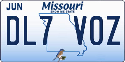 MO license plate DL7V0Z