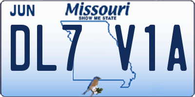 MO license plate DL7V1A