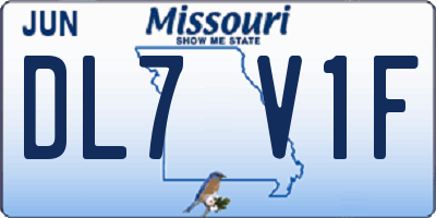 MO license plate DL7V1F