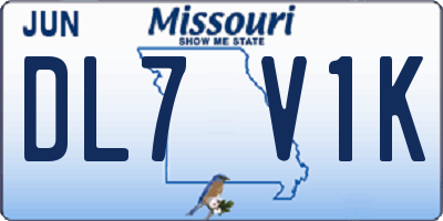 MO license plate DL7V1K