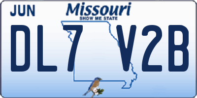 MO license plate DL7V2B