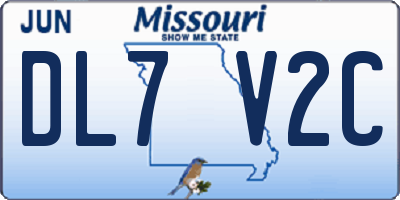 MO license plate DL7V2C