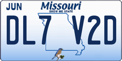MO license plate DL7V2D