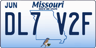 MO license plate DL7V2F