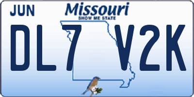 MO license plate DL7V2K
