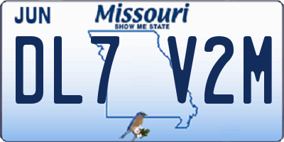 MO license plate DL7V2M