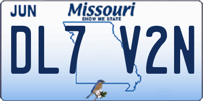 MO license plate DL7V2N