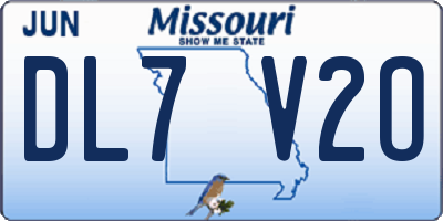 MO license plate DL7V2O