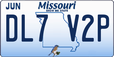 MO license plate DL7V2P