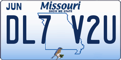 MO license plate DL7V2U