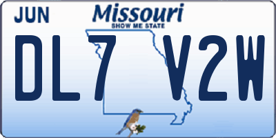 MO license plate DL7V2W