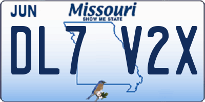 MO license plate DL7V2X