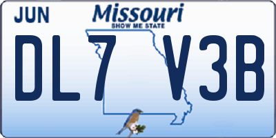 MO license plate DL7V3B
