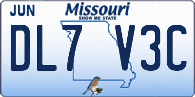 MO license plate DL7V3C