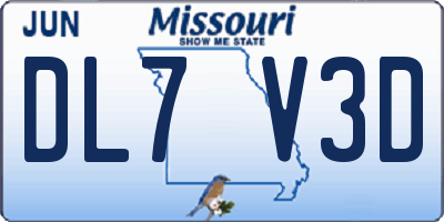 MO license plate DL7V3D