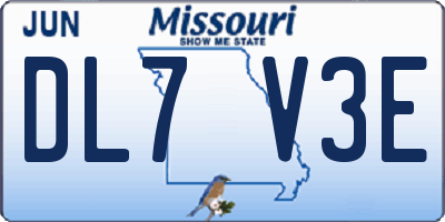 MO license plate DL7V3E