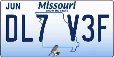 MO license plate DL7V3F