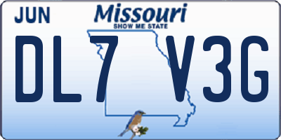 MO license plate DL7V3G