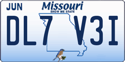 MO license plate DL7V3I