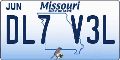 MO license plate DL7V3L
