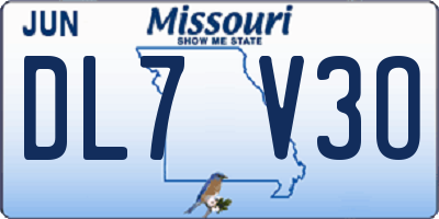 MO license plate DL7V3O