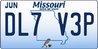 MO license plate DL7V3P